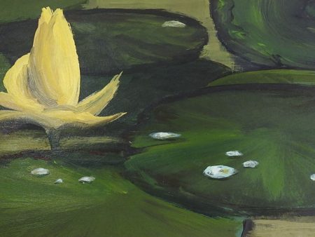 Mid Century Water Lily Painting For Sale