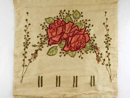 Circa 1910 Hand Embroidered Roses Pillow Cover Fashion