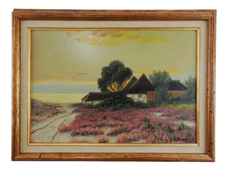 1928 Seaside Cottage Sunset Painting Fashion