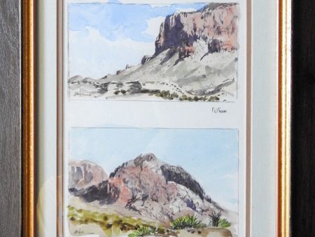 Bill Zaner Big Bend Pulliam Peak Watercolor Painting Hot on Sale