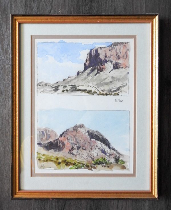 Bill Zaner Big Bend Pulliam Peak Watercolor Painting Hot on Sale