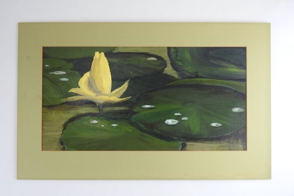 Mid Century Water Lily Painting For Sale