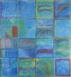 Blue Squares Abstract Mixed Media Painting Online now