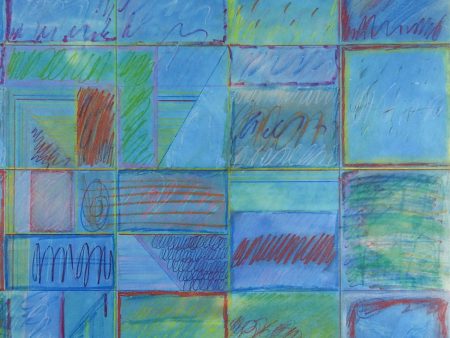 Blue Squares Abstract Mixed Media Painting Online now