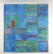 Blue Squares Abstract Mixed Media Painting Online now