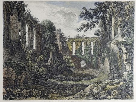 1850 s Hand Colored Etching of Rievaulx Abbey England Online Sale