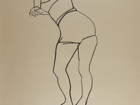 1950 s Line Drawing Womans Figure Study For Discount