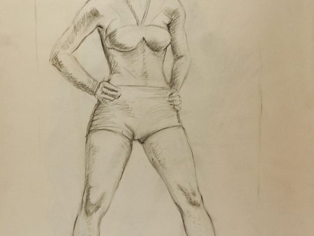 1950 s Studio Drawing Female Figure Study Hot on Sale