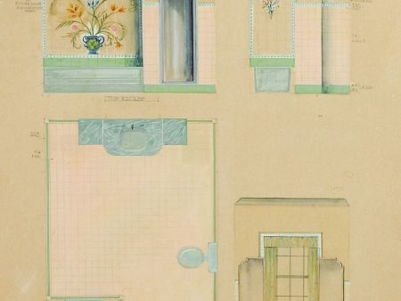 1920 s Architectural Rendering For Bathroom Painting Online Sale