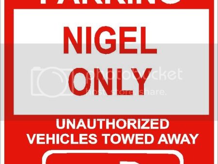 9 x12  NIGEL ONLY RESERVED parking aluminum novelty sign great for indoor or outdoor long term use. Sale