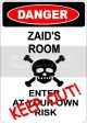 ZAID Danger enter at own risk KEEP OUT room  9  x 12  Aluminum novelty parking sign wall décor art  for indoor or outdoor use. For Sale